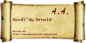 Aszódy Arnold névjegykártya